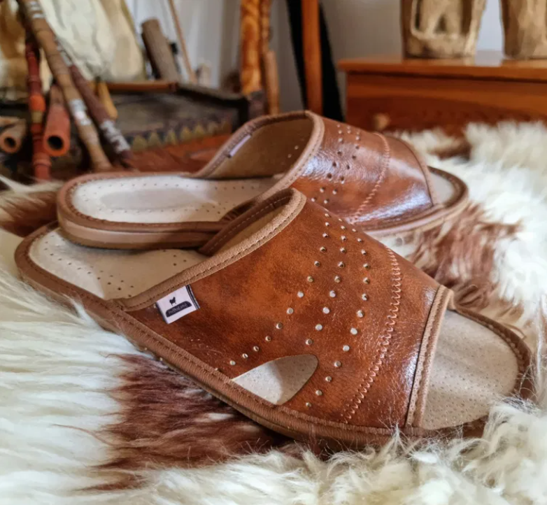 Podhalove Men's Slippers, Highlander Leather Flip-Flops, Ciapy Laczki