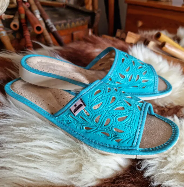 Podhalove Women's Slippers, Highlander Leather Flip-Flops, Ciapy Laczki