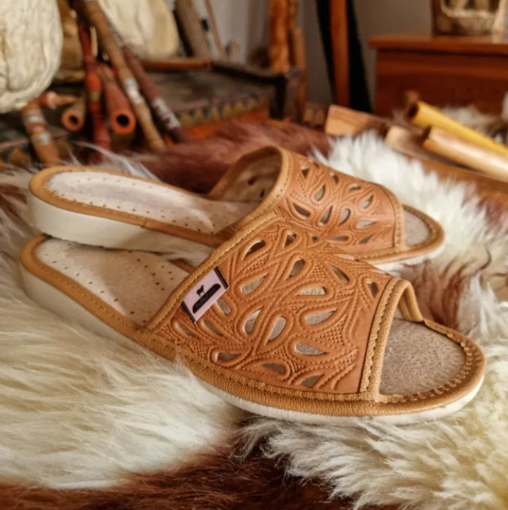 Podhalove Women's Slippers, Highlander Leather Flip-Flops, Ciapy Laczki