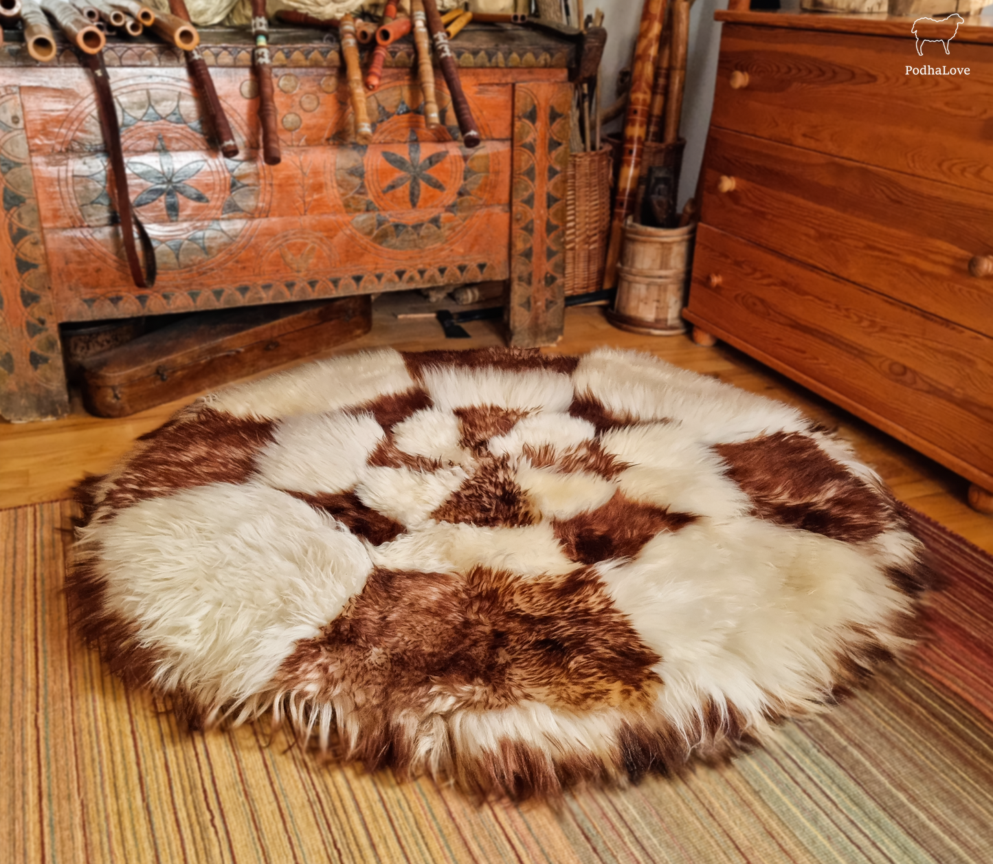 Sheepskin Premium Sheepskin Rug Natural Round Large XXL