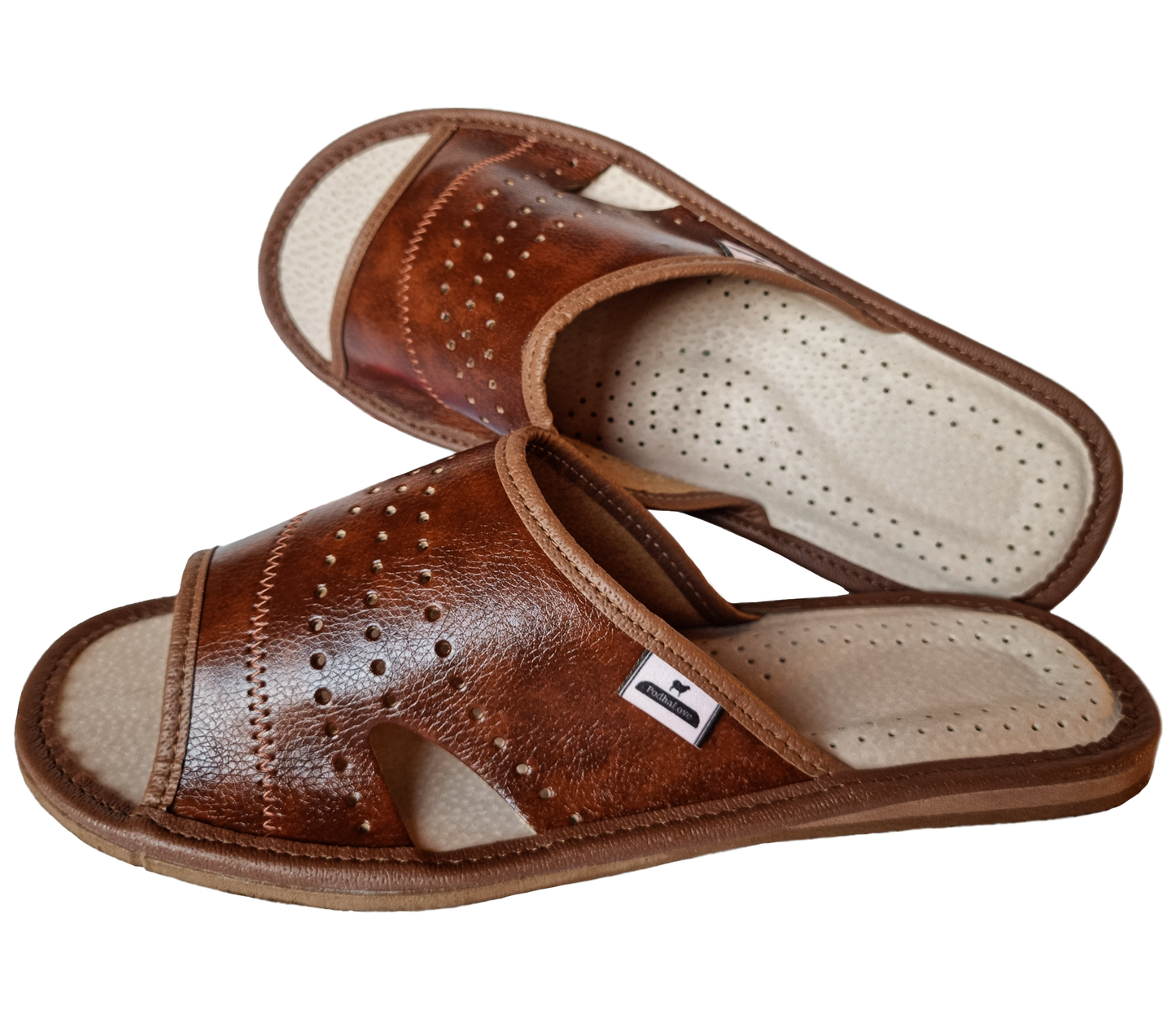 Podhalove Men's Slippers, Highlander Leather Flip-Flops, Ciapy Laczki