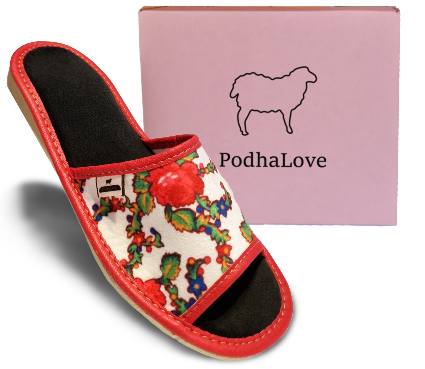 Podhalove Women's Slippers, Highlander Leather Flip-Flops, Ciapy Laczki