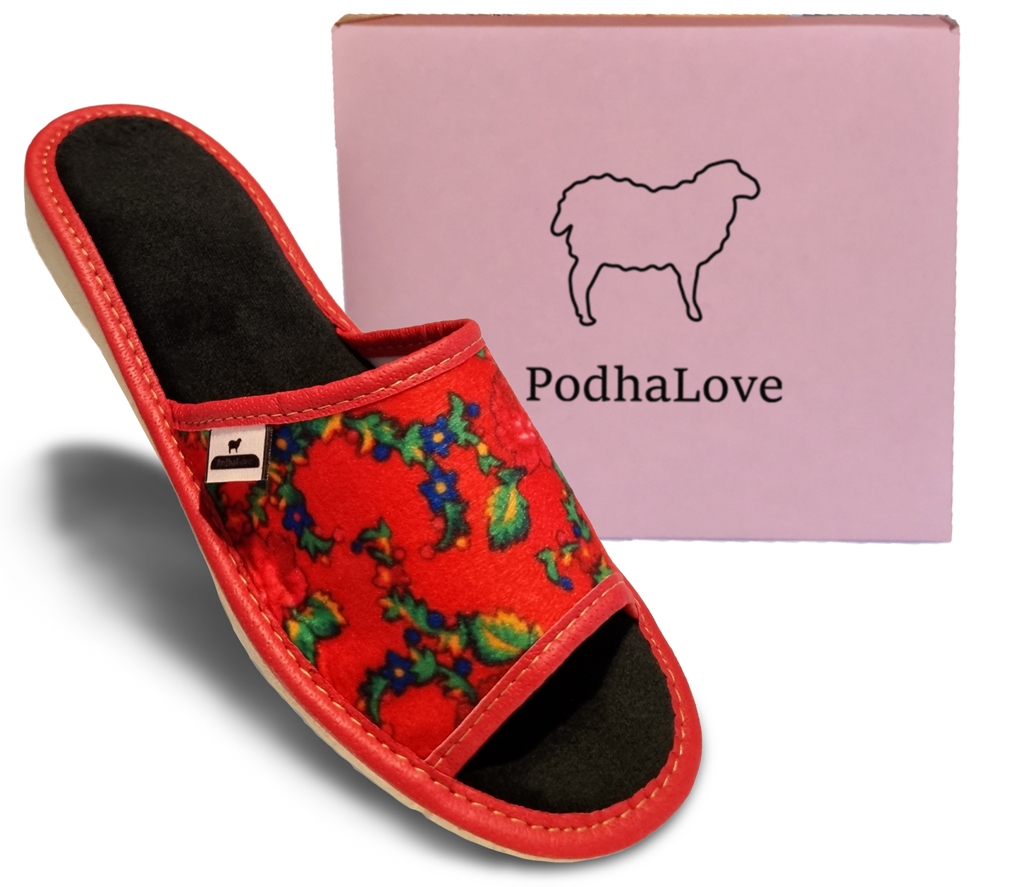 Podhalove Women's Slippers, Highlander Leather Flip-Flops, Ciapy Laczki
