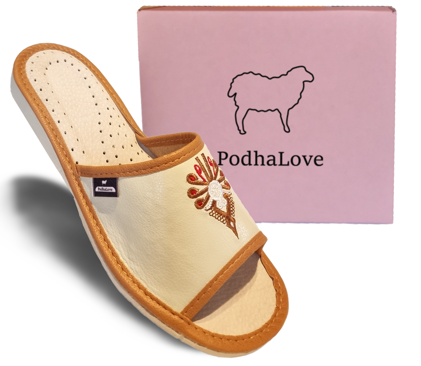 Podhalove Women's Slippers, Highlander Leather Flip-Flops, Ciapy Laczki