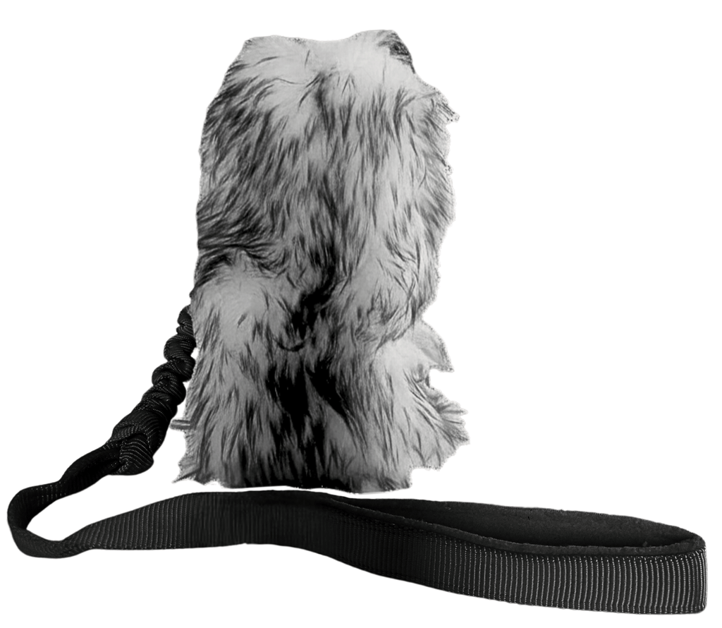 TEASER NATURAL SHEEPSKIN BITE TUG WITH SHOCK ABSORBER 70CM - DOG TOY