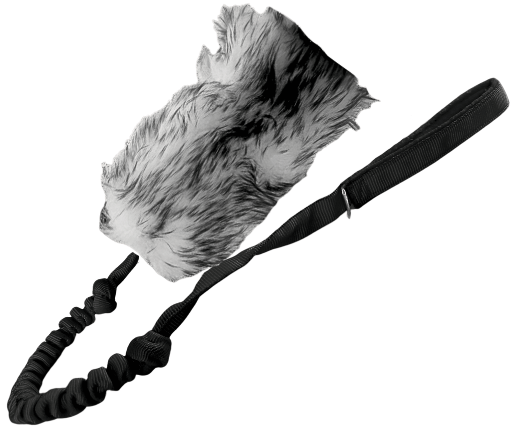 TEASER NATURAL SHEEPSKIN BITE TUG WITH SHOCK ABSORBER 70CM - DOG TOY