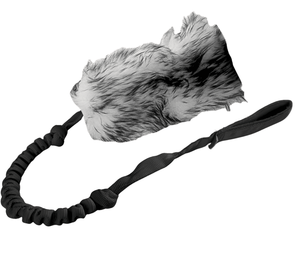 TEASER NATURAL SHEEPSKIN BITE TUG WITH SHOCK ABSORBER 70CM - DOG TOY