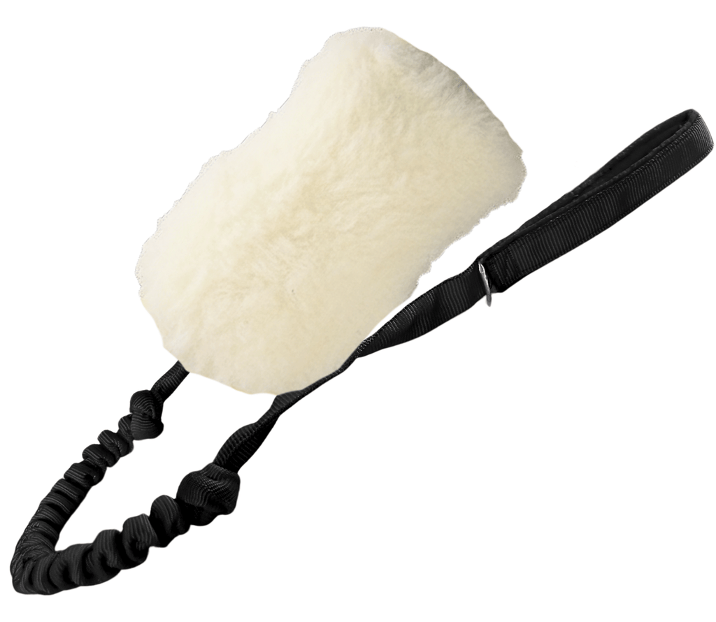 SHEEP NATURAL FUR BITE TUG WITH SHOCK ABSORBER 70CM - DOG TOY