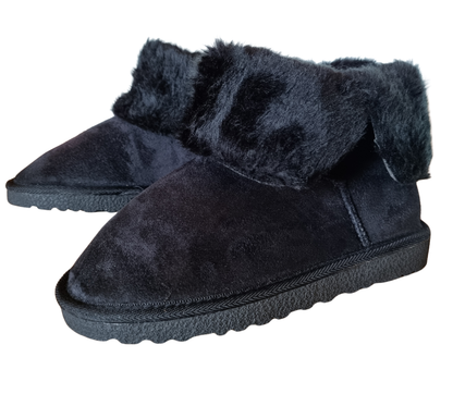 Czarne Śniegowce Kapcie zimowe Ciepłe Buty damskie Czarne Botki