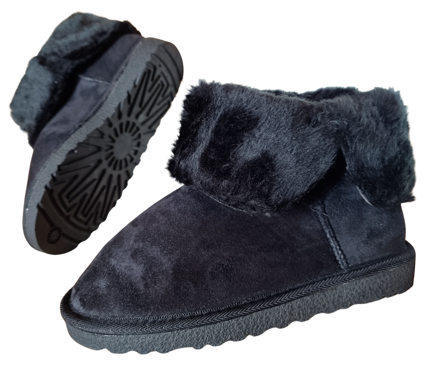 Czarne Śniegowce Kapcie zimowe Ciepłe Buty damskie Czarne Botki