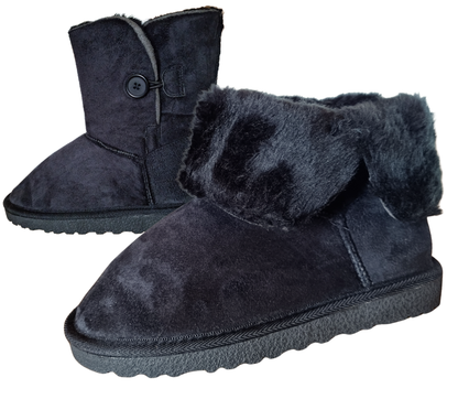 Czarne Śniegowce Kapcie zimowe Ciepłe Buty damskie Czarne Botki