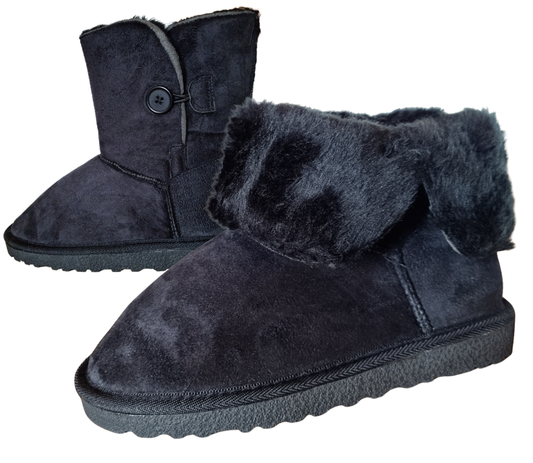 Czarne Śniegowce Kapcie zimowe Ciepłe Buty damskie Czarne Botki
