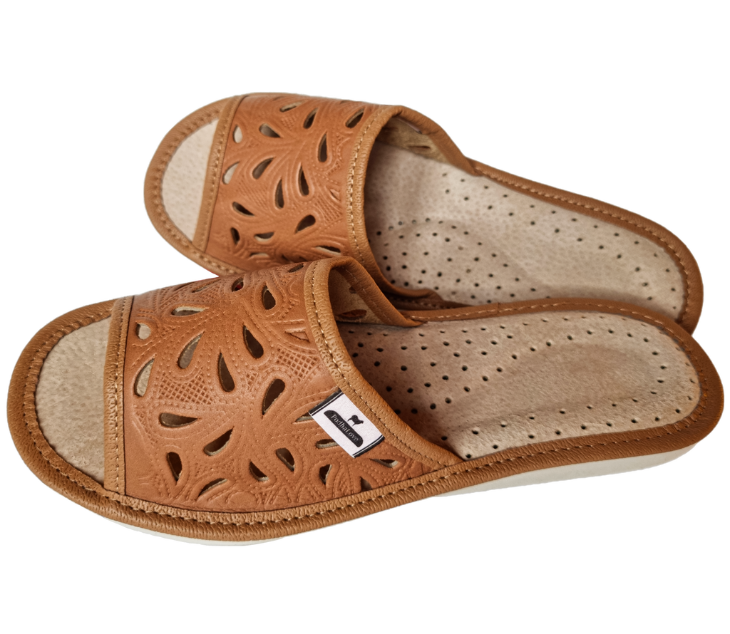 Podhalove Women's Slippers, Highlander Leather Flip-Flops, Ciapy Laczki