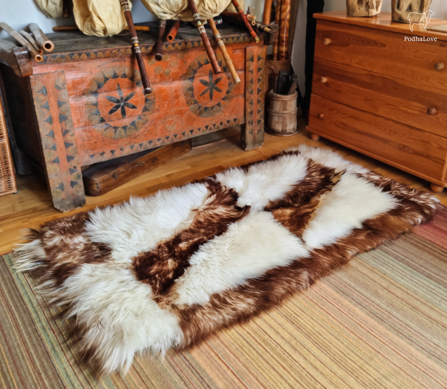 Schaffell Premium Schaffell Teppich Natur Rund Groß XXL