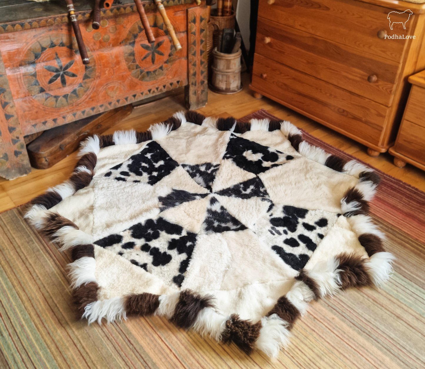 Schaffell Premium Schaffell Teppich Natur Rund Groß XXL