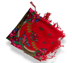 Red Highlander Scarf, Folk Regional Scarf, Large Decorated for Christmas