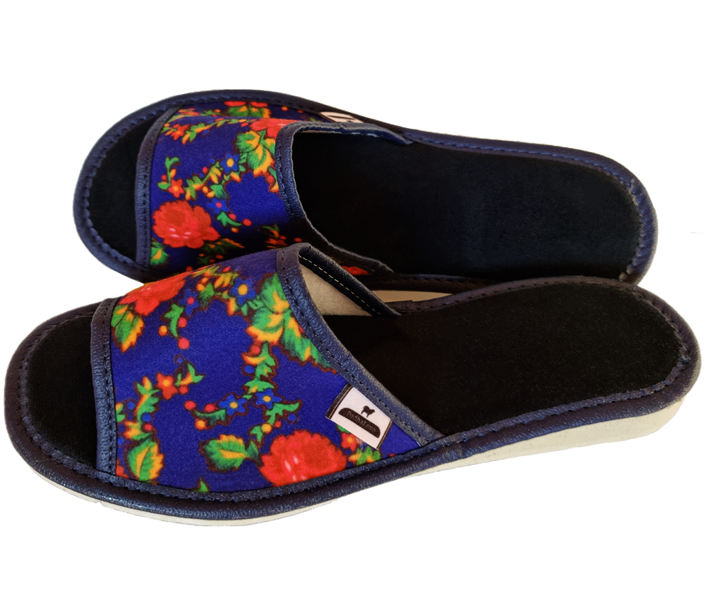Pantofle Góralskie Kapcie Damskie Letnie Góralskie Kwiaty Klapki Podhalove